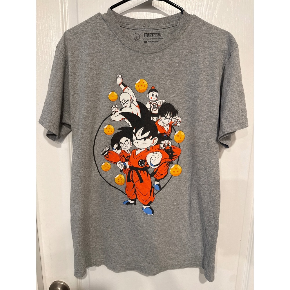 Dragon Ball Z Goku Krillin Graphic T-Shirt Mens Medium Grey Anime Toei Animation